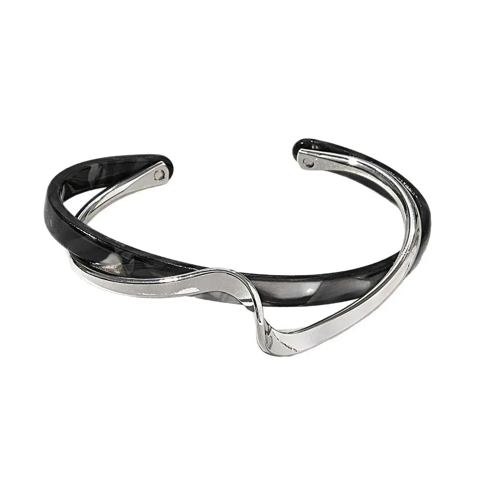 Eco-Friendly Imitation Mother-of-Pearl Open Alloy Bracelet