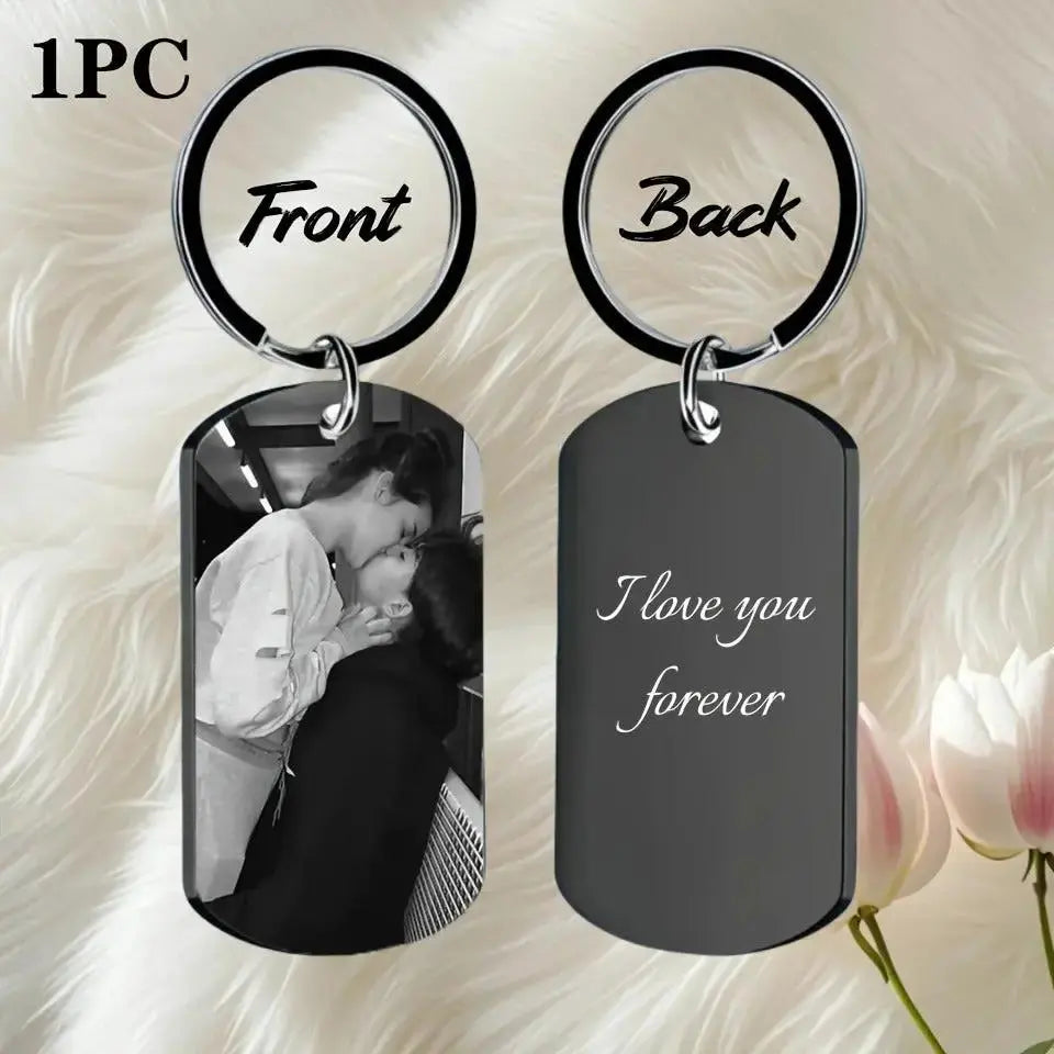 Personalized Military Dog Tag Keychain | Custom Photo & Text Engraved Keepsake by TED