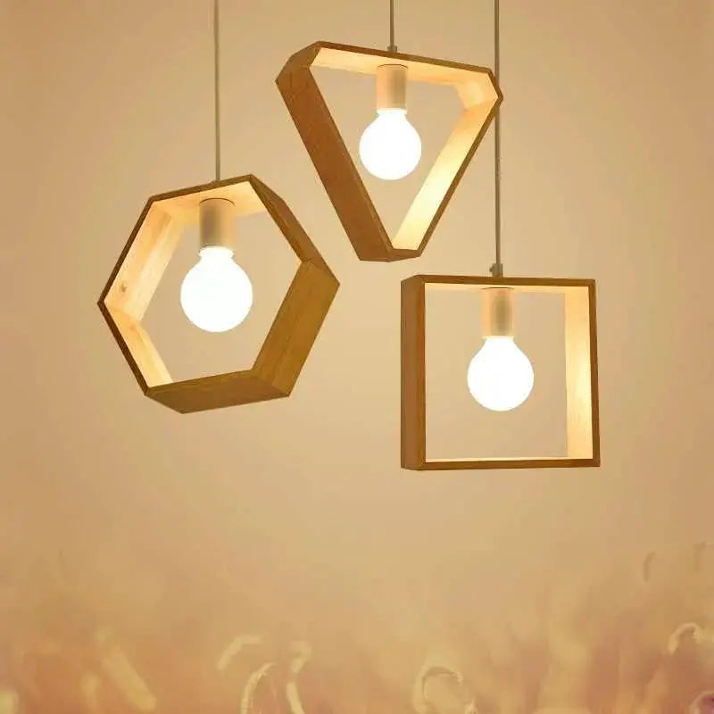 Nordic Geometric Wooden Pendant Lighting by TED