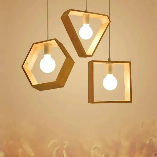 Nordic Geometric Wooden Pendant Lighting by TED