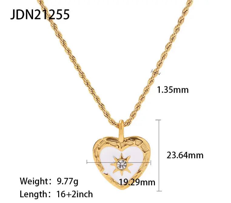 Stainless Steel Inlaid with Diamonds Vintage Mother-Of-Pearl Jewelry Classic Fashion Cross-Border