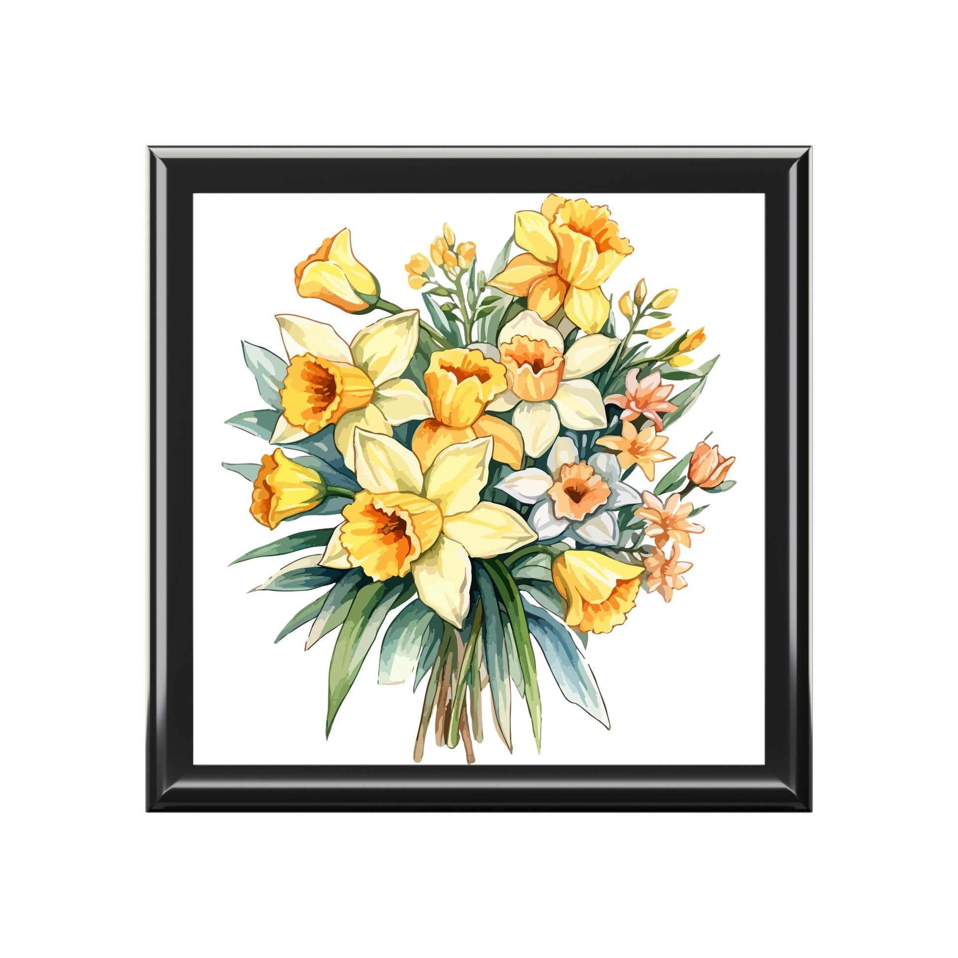 Daffodil Bouquet Jewelry Box - Handcrafted Floral Keepsake with Soft Felt Lining - Cherished Harbor Gifts