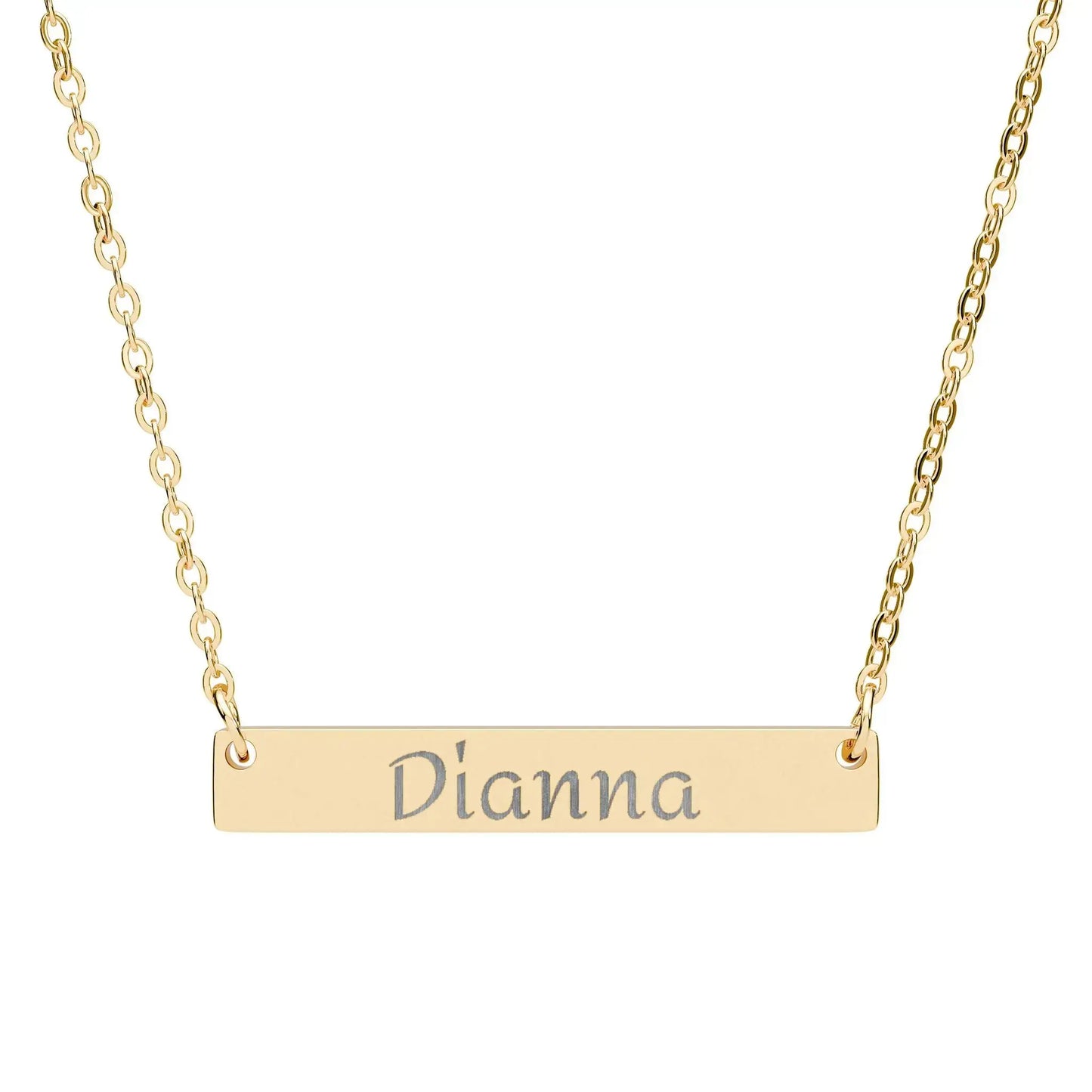 Dianna name necklace in gold with a sleek design and elegant chain.