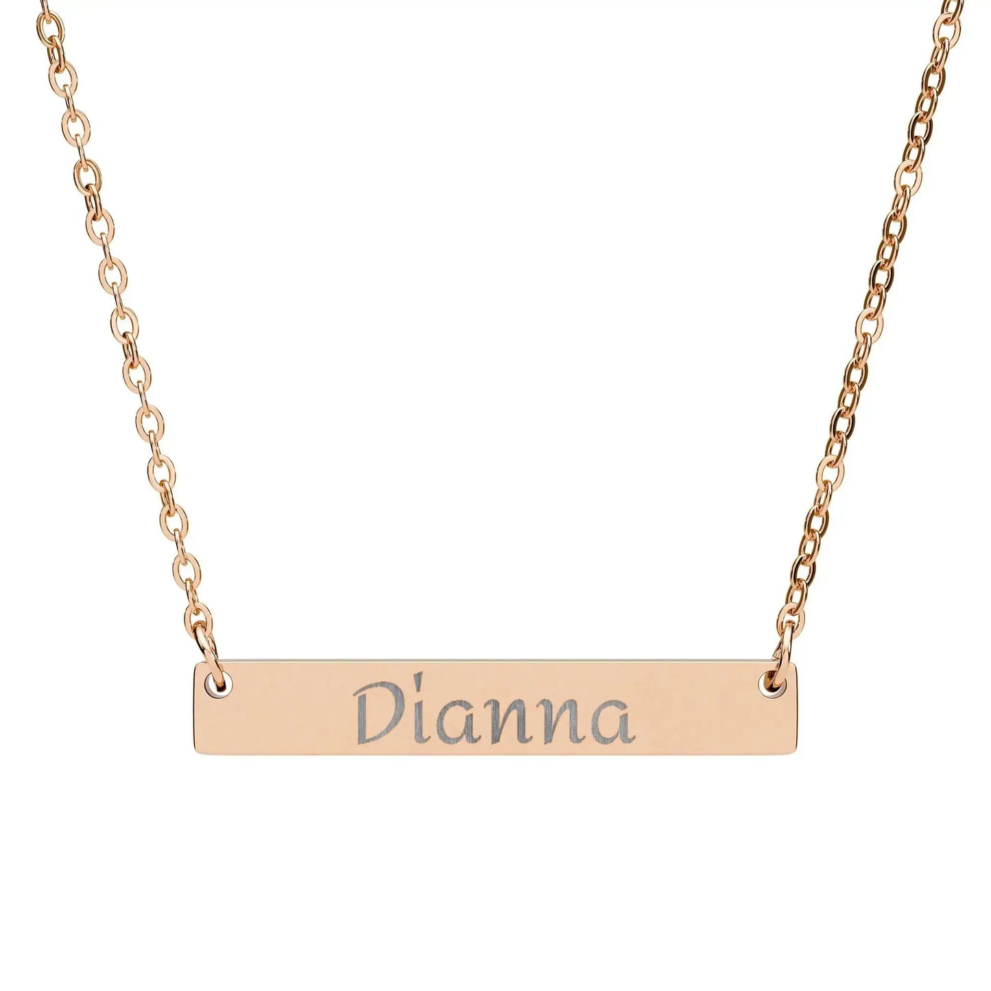 Dianna name necklace in rose gold with a sleek design.