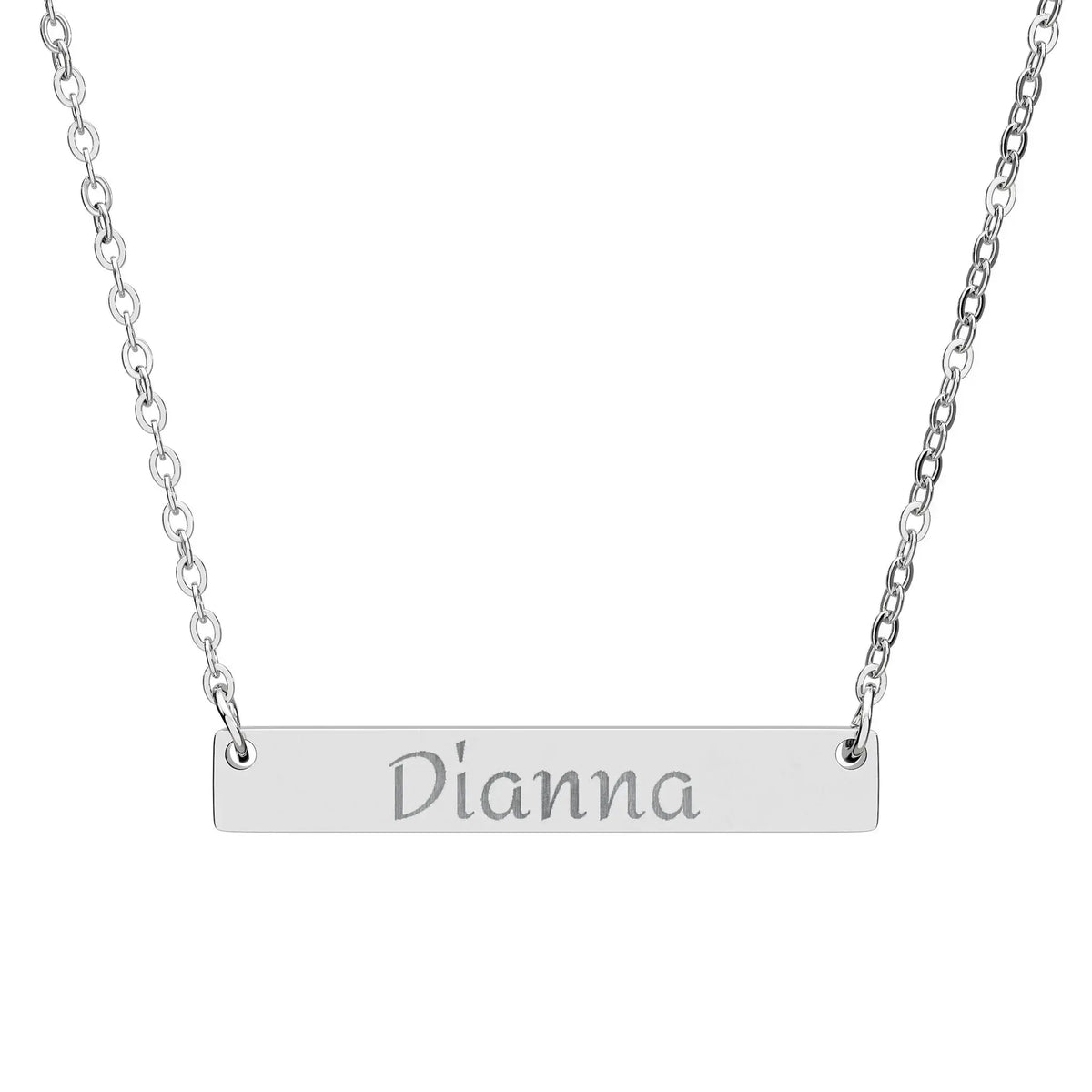 Dianna name necklace in silver with a sleek, minimalist design.