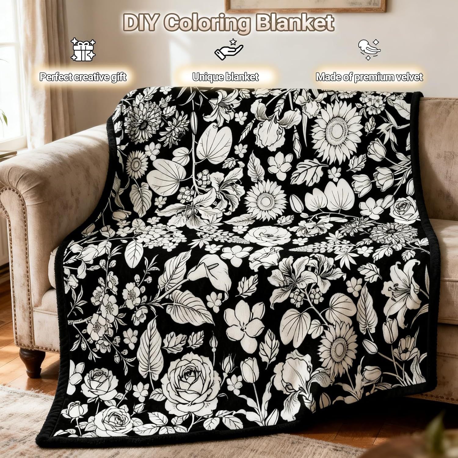 DIY Coloring Velvet Blanket Creative Art Throw - Cherished Harbor Gifts