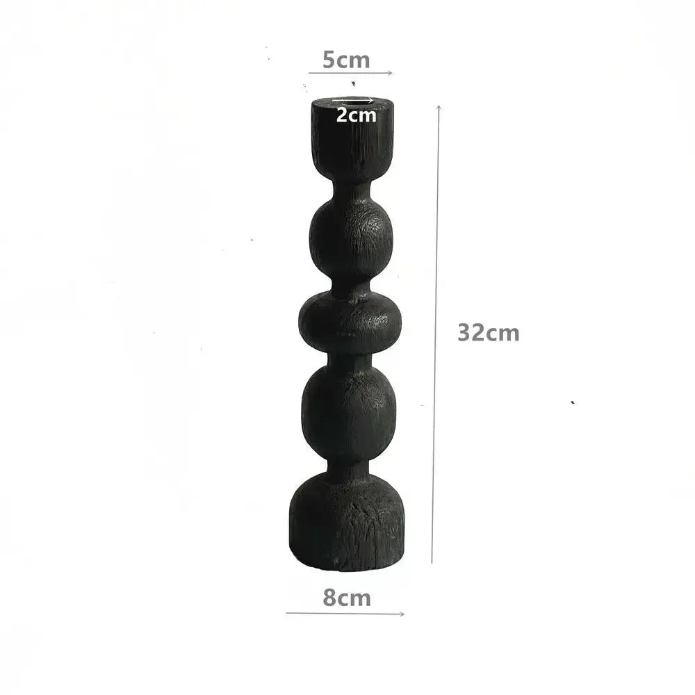 Handcrafted Wooden Candle Holder | Rustic Black Wood Home Decor with Optional Glass Dome by TED