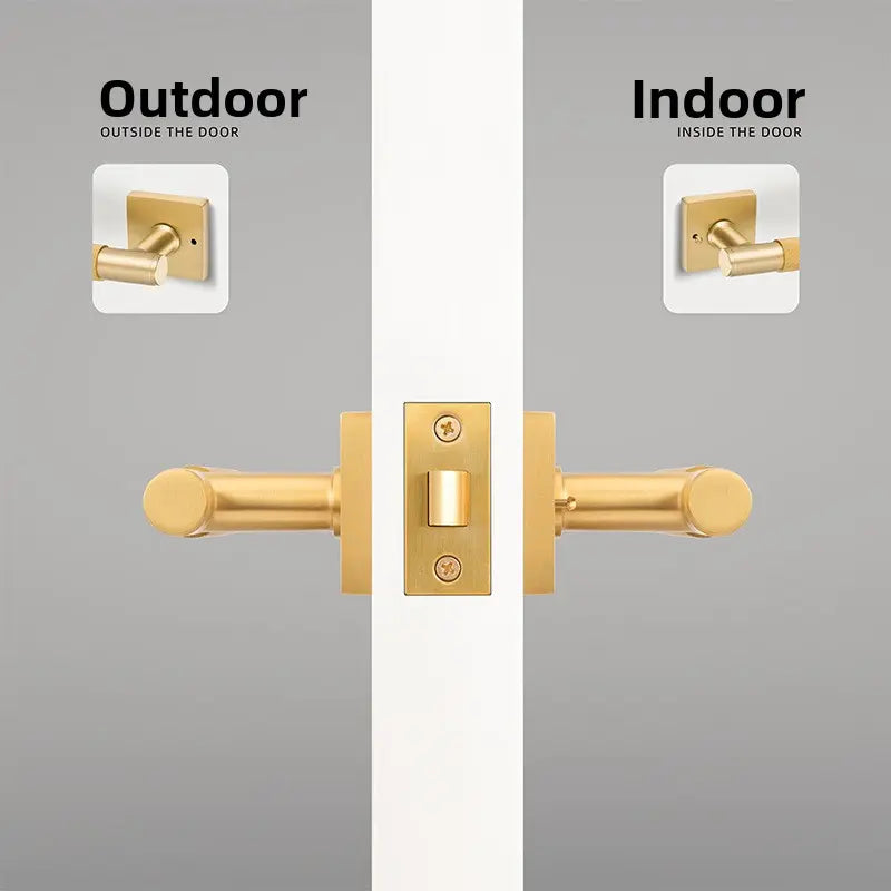 American brass indoor golden bedroom door lock split door lock antique brass wooden door handle lock