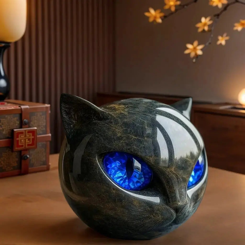 Black Cat Resin Figurine | Colorful Modern Cat Home Decor Sculpture by TED