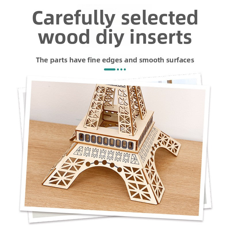 3D Wooden Puzzle Gift - Eiffel Tower Model for Kids - Cherished Harbor Gifts