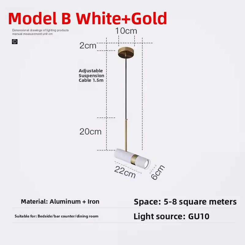 Nordic Minimalist Rotating Iron Bedside Chandelier for Bar Restaurant Bedroom