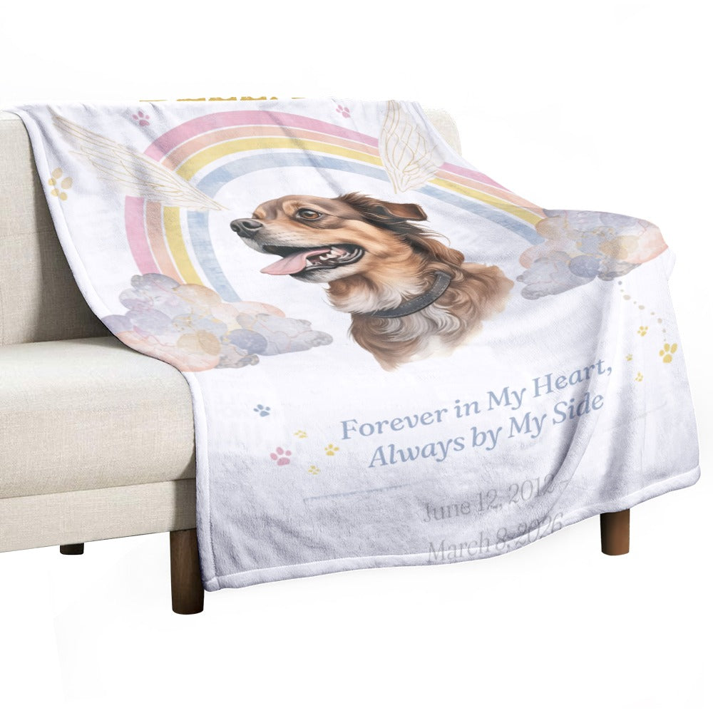 Forever in My Heart Personalized Pet Memorial Blanket - Cherished Harbor Gifts