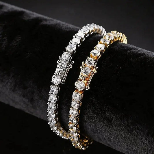Unisex 4mm Cubic Zirconia Tennis Bracelet & Necklace | Silver, Gold & Rose Gold Jewelry by TED