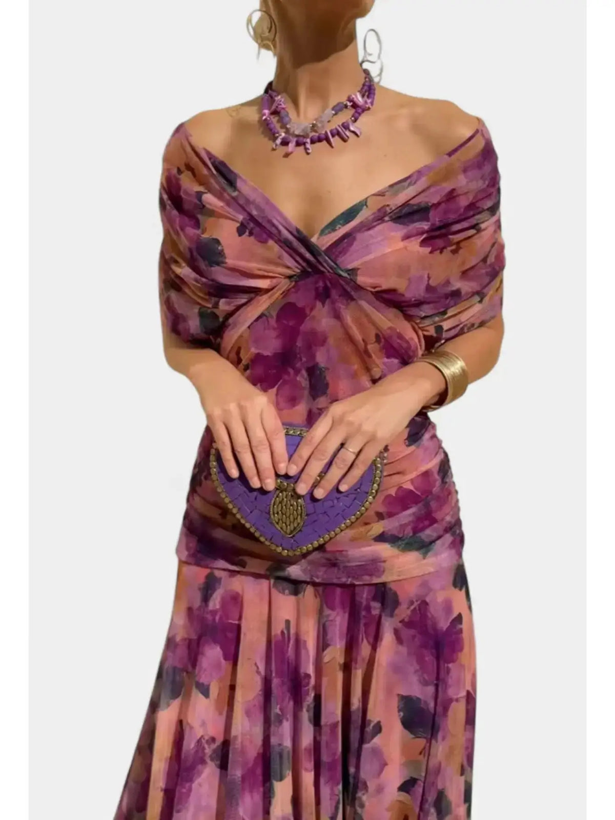 Womens Floral Mesh Print Maxi Dress | V-Neck Vacation Dress Sizes S-2XL by TED