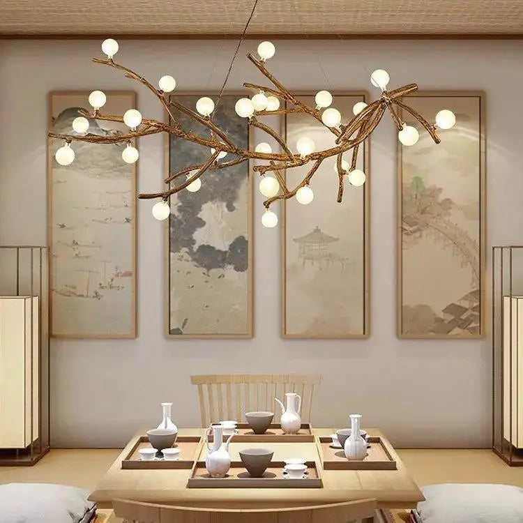 Japanese Zen Tree Branch LED Chandelier | Artistic Resin Pendant Light by TED