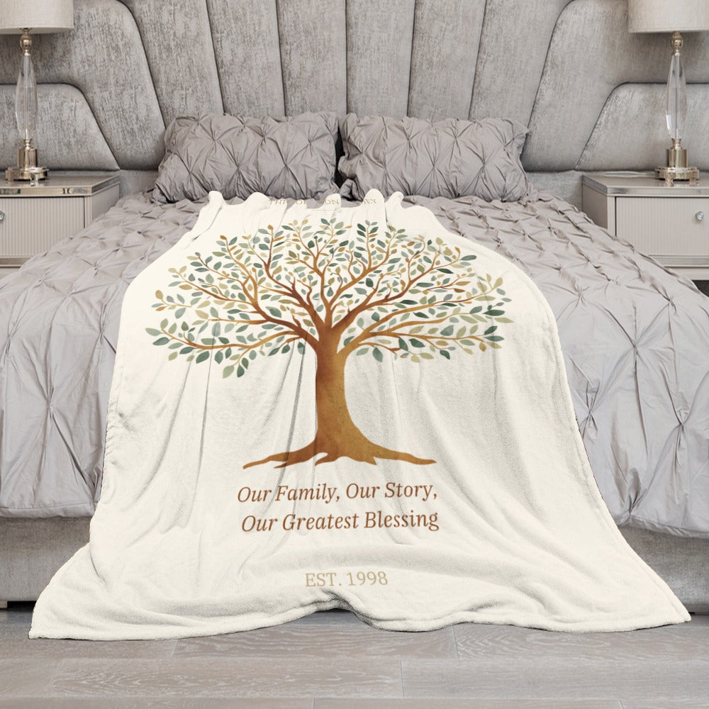 Our Family Story Personalized Family Tree Blanket - Cherished Harbor Gifts