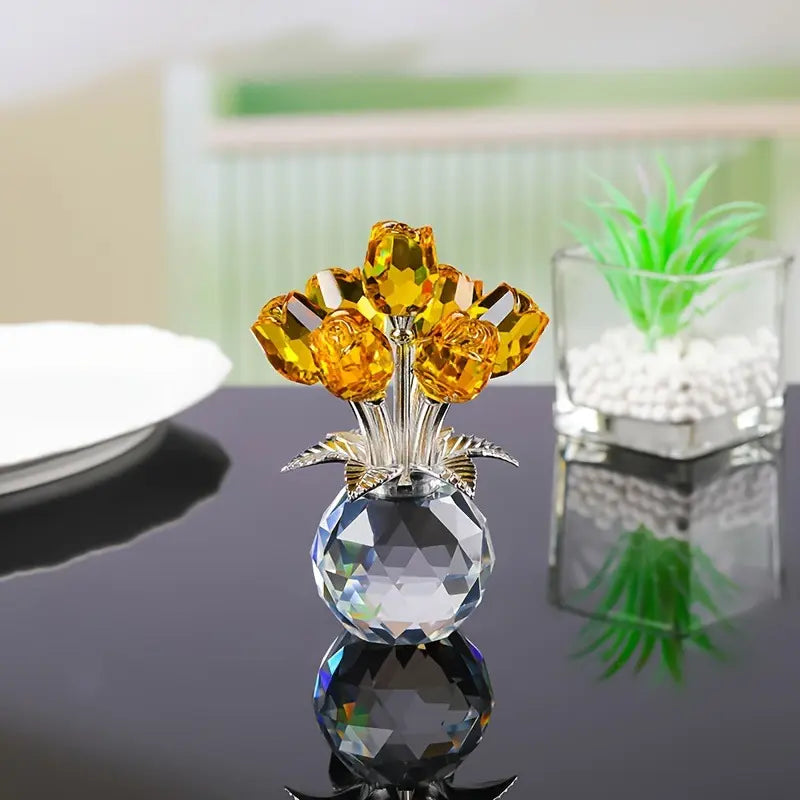 Crystal Rose Ornament Home Decor Gift