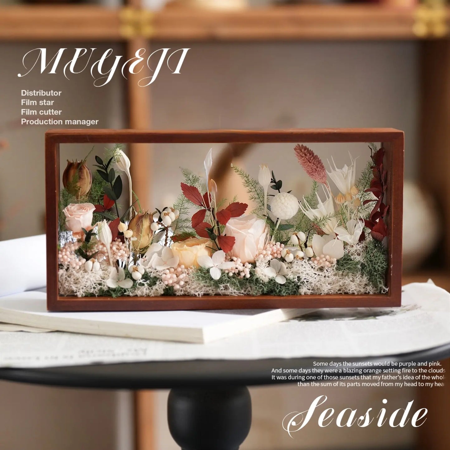 Solid Wood Preserved Flower Photo Frame Gift