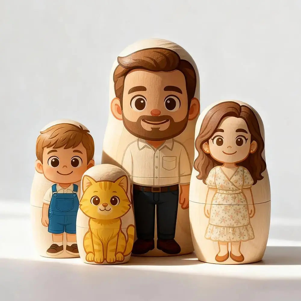 Custom Family Portrait Gift - Personalized Nesting Dolls by Inkedjoy