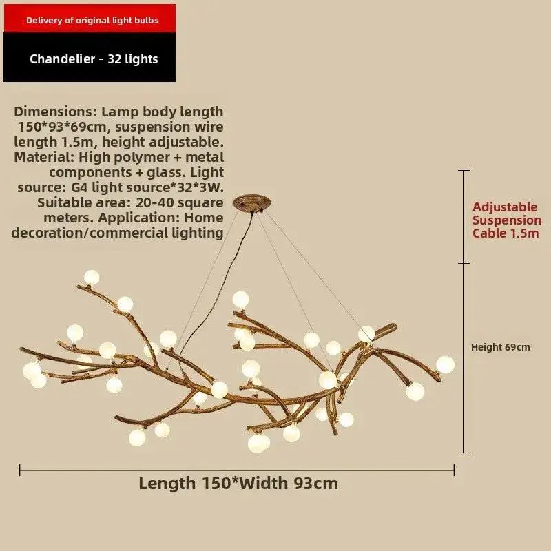 Japanese Zen Tree Branch LED Chandelier | Artistic Resin Pendant Light by TED