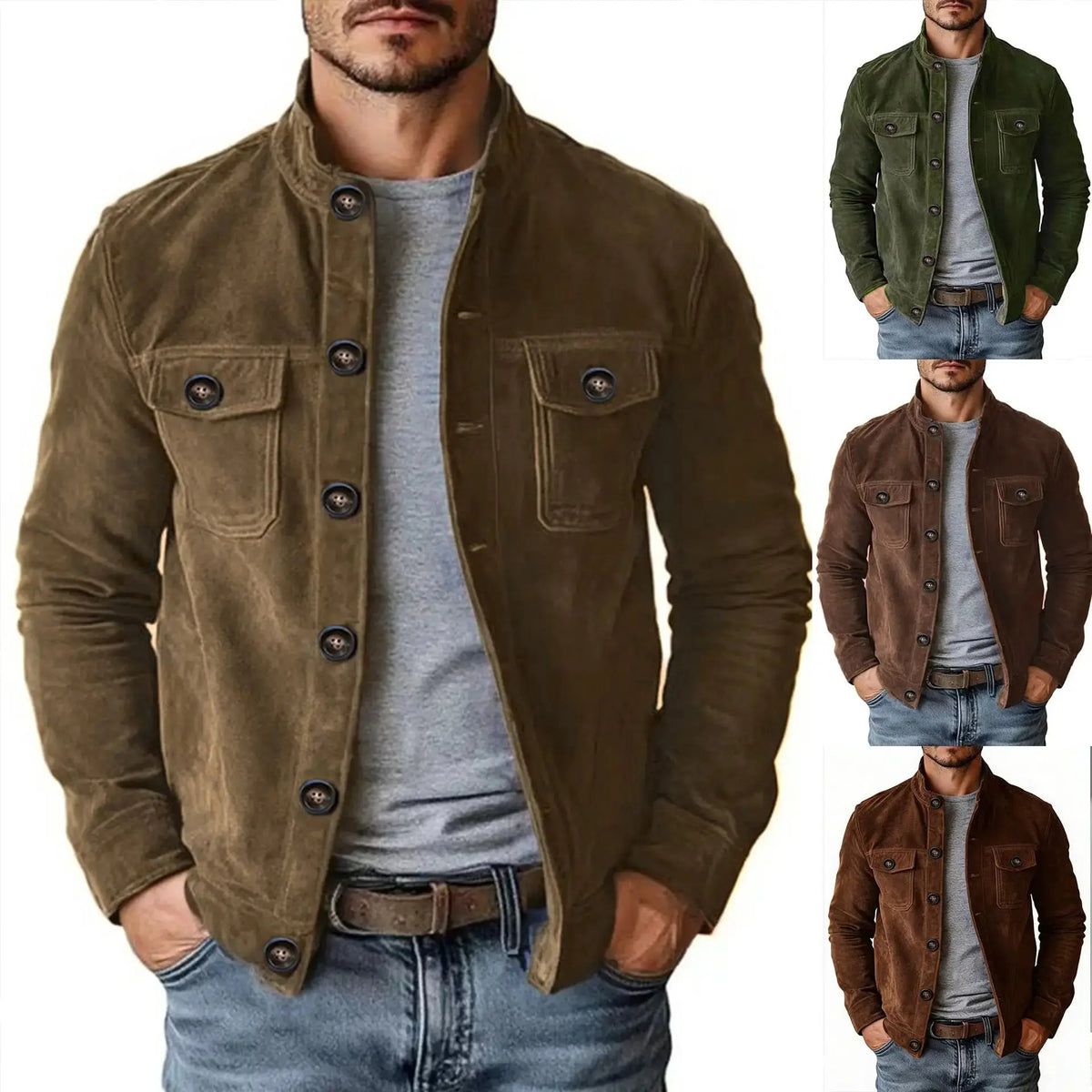 Lightweight Men's Jacket - Casual Faux Suede Coat by TED