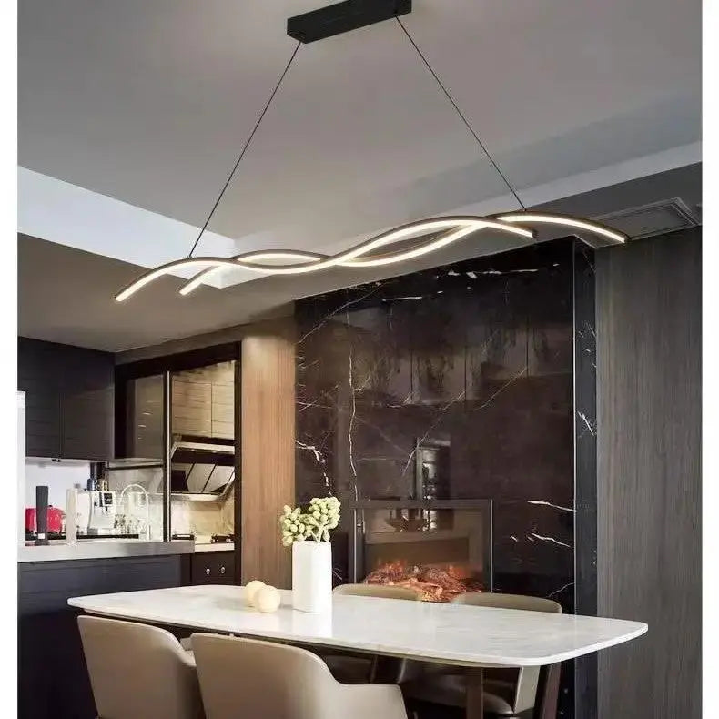 Modern Linear LED Dining Room Chandelier | 35-59" Dimmable Pendant Light by TED