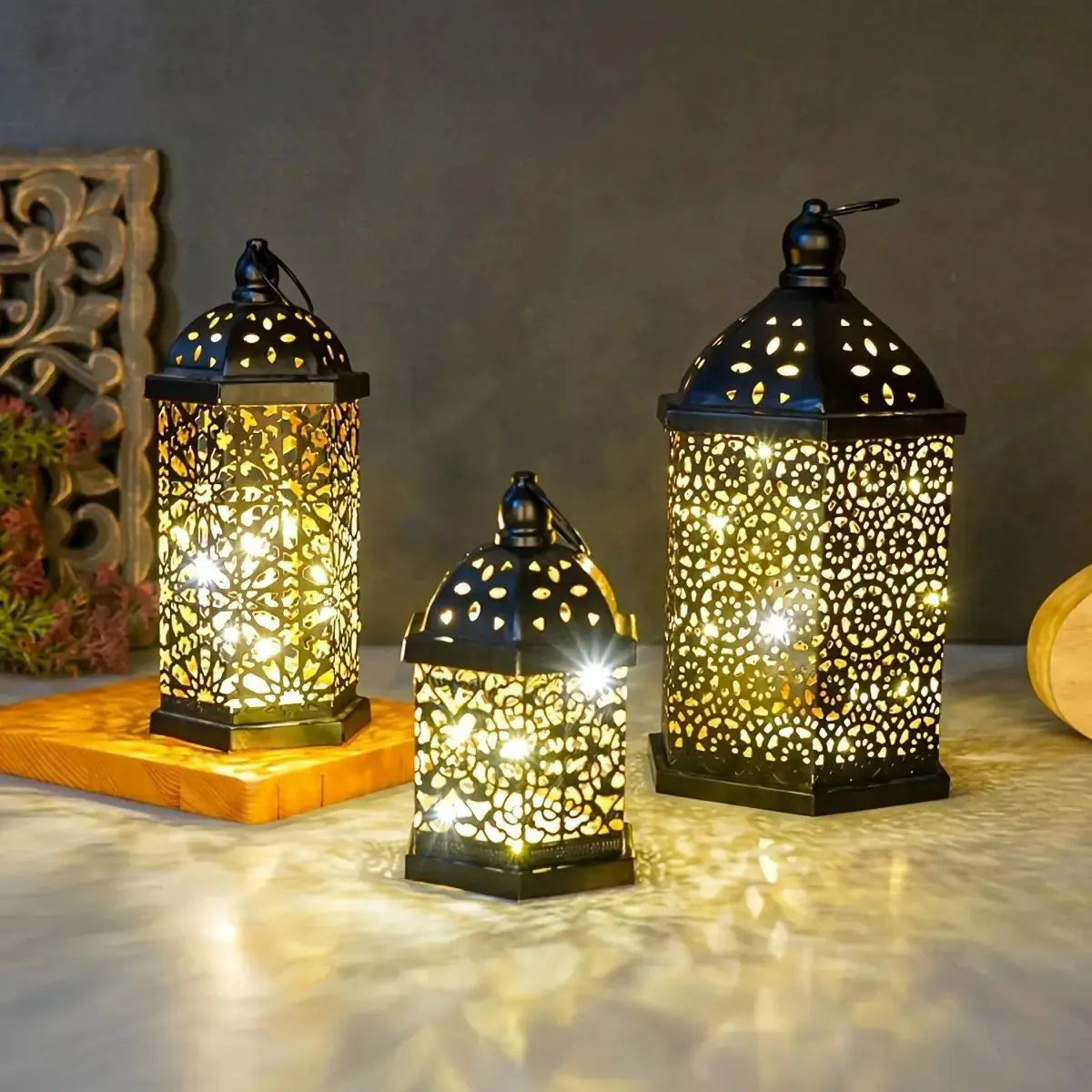 Retro Moroccan LED Lantern for Home Decor by TED