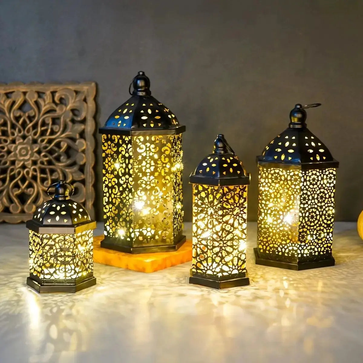 Retro Moroccan LED Lantern for Home Decor by TED