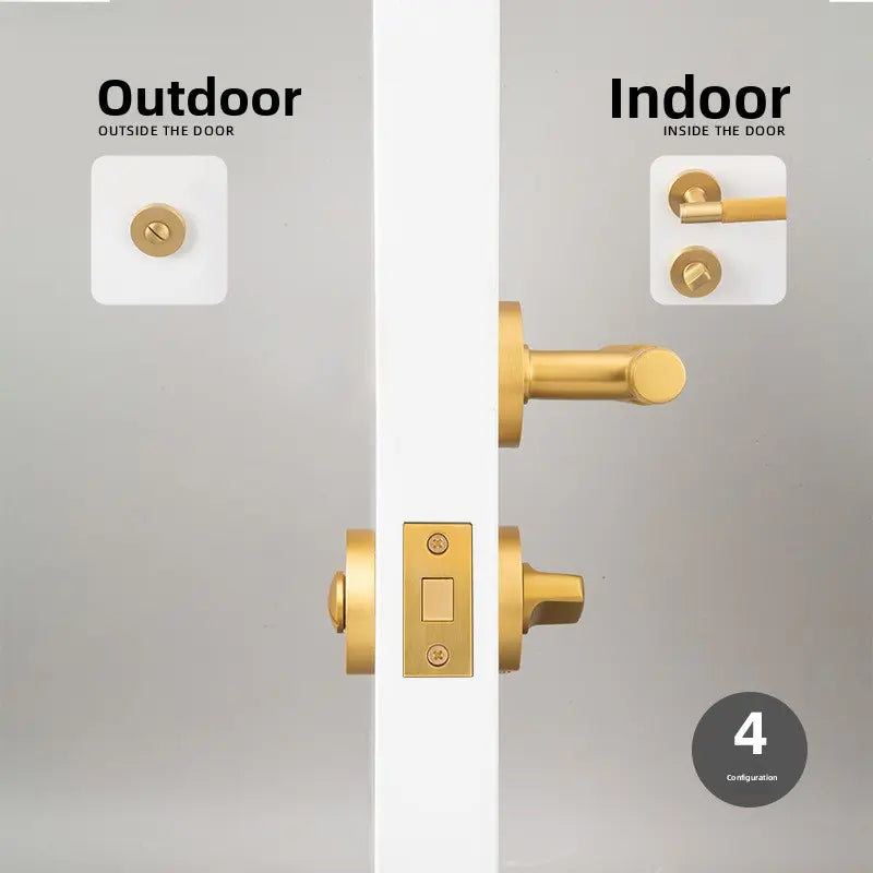 American brass indoor golden bedroom door lock split door lock antique brass wooden door handle lock