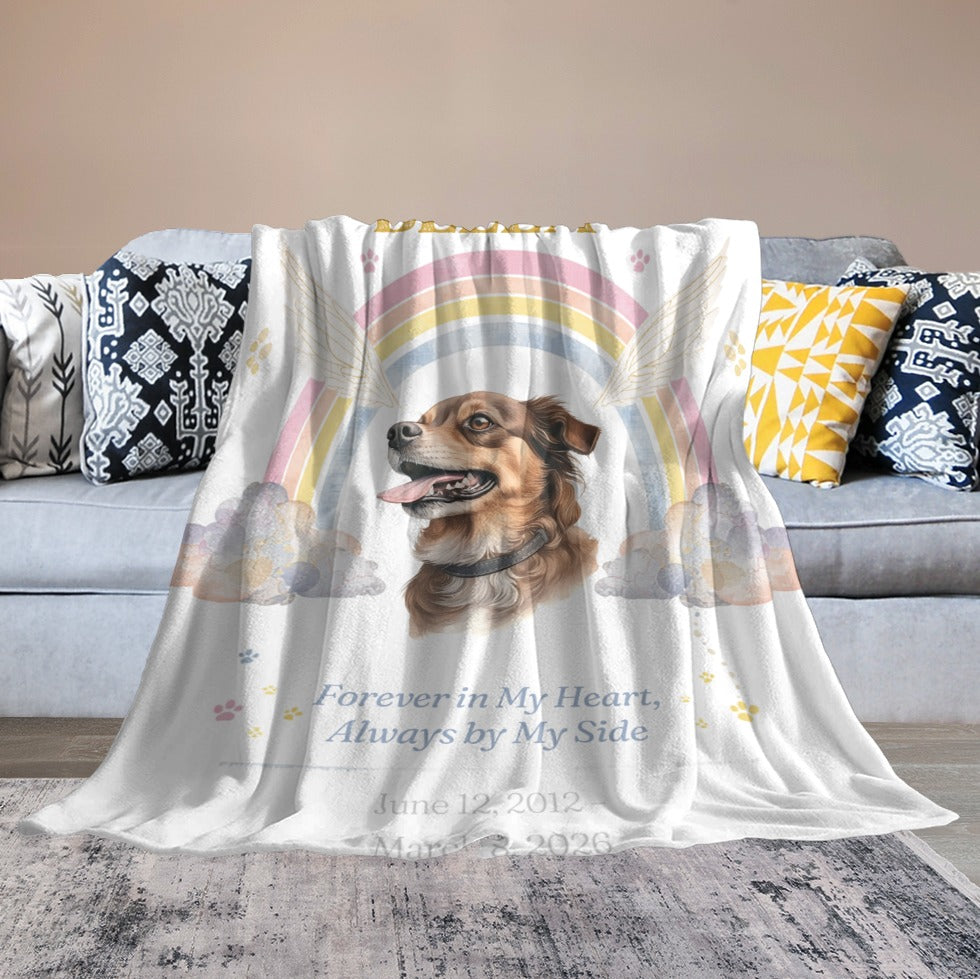 Forever in My Heart Personalized Pet Memorial Blanket - Cherished Harbor Gifts