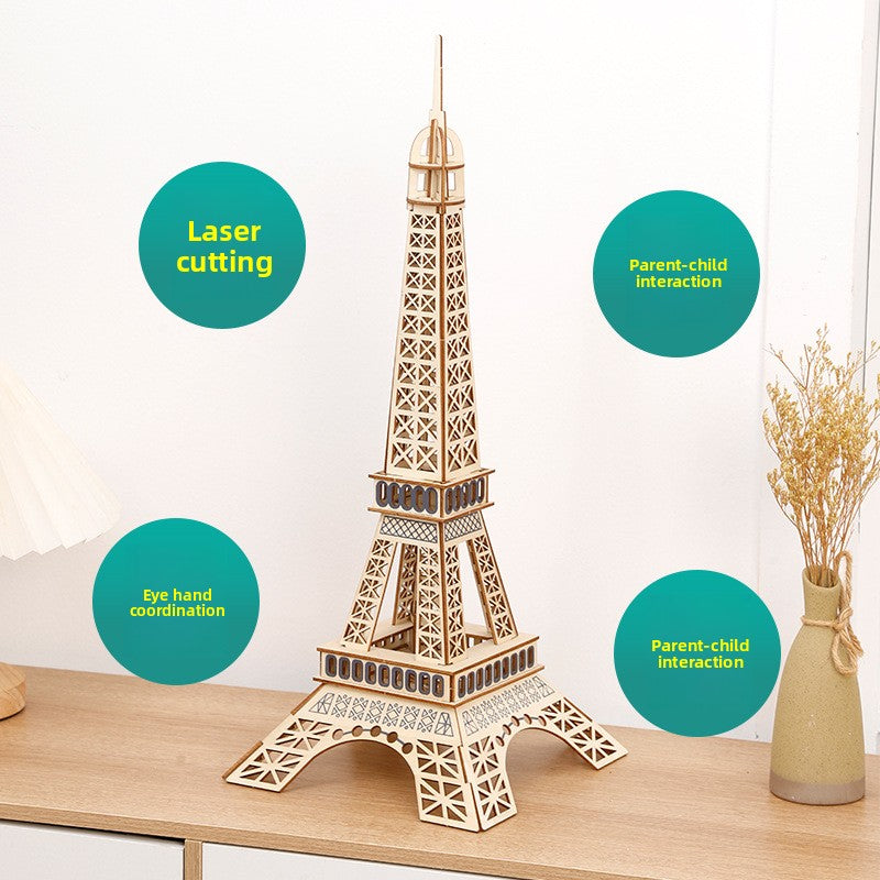 3D Wooden Puzzle Gift - Eiffel Tower Model for Kids - Cherished Harbor Gifts