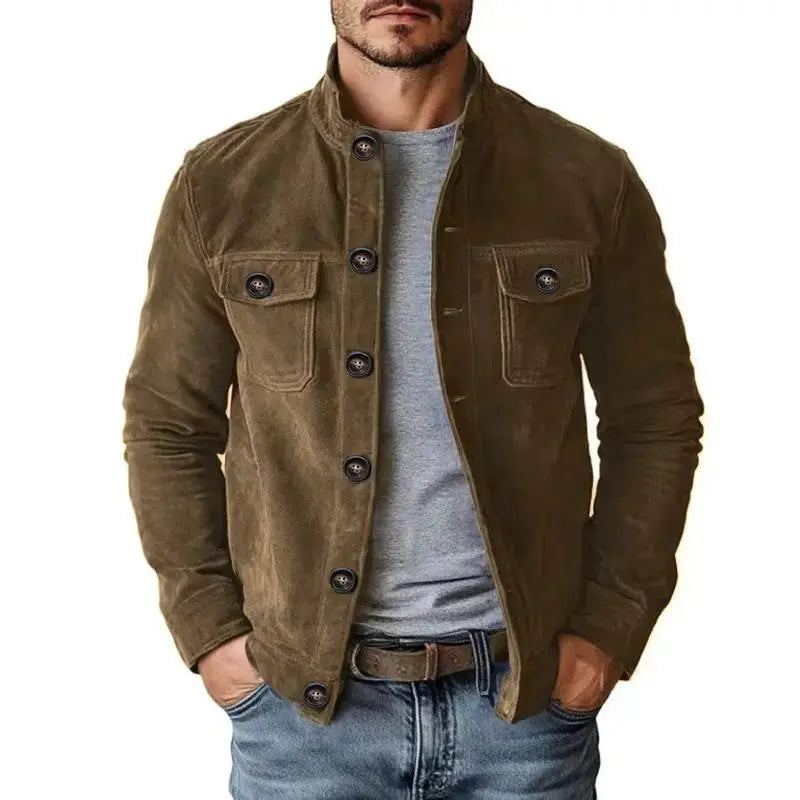 Lightweight Men's Jacket - Casual Faux Suede Coat by TED
