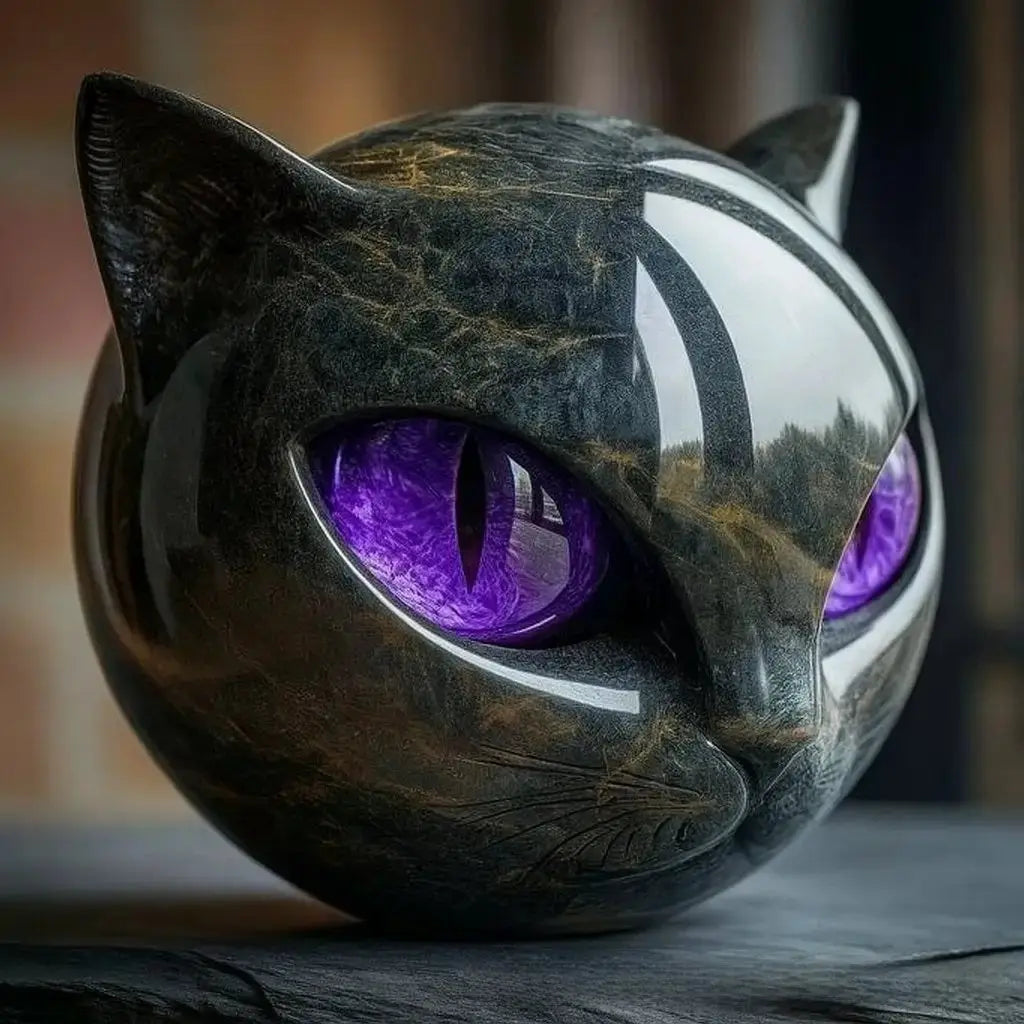 Black Cat Resin Figurine | Colorful Modern Cat Home Decor Sculpture by TED