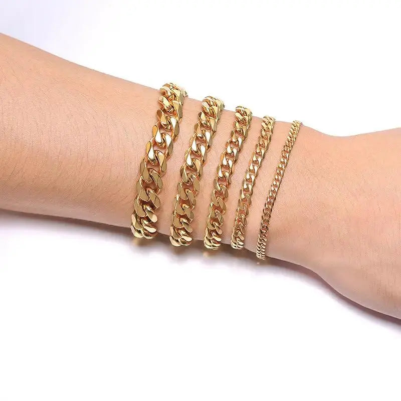 Stainless Steel Cuban Chain Necklace Bracelet for Men by TED
