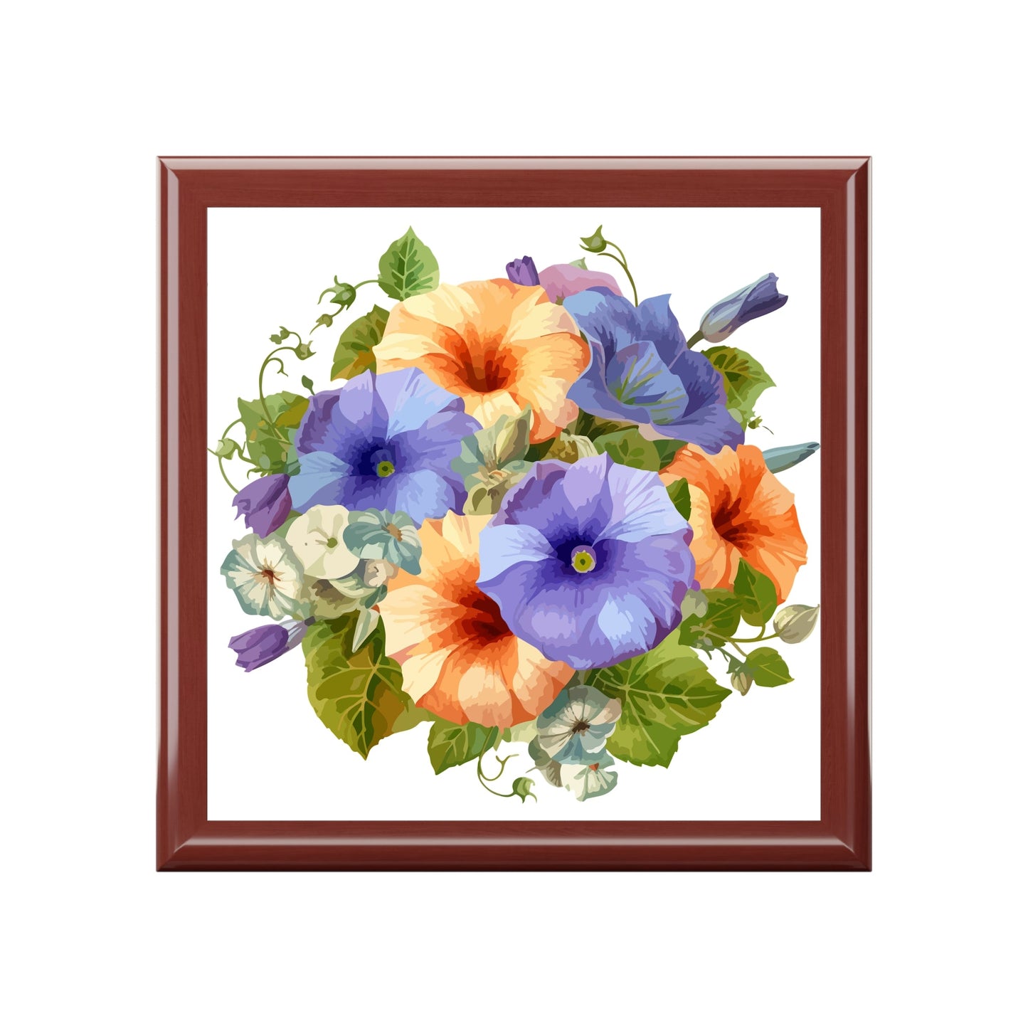 Floral Pansy Jewelry Box — Hand-Painted BOHO Jewelry Organizer - Cherished Harbor Gifts