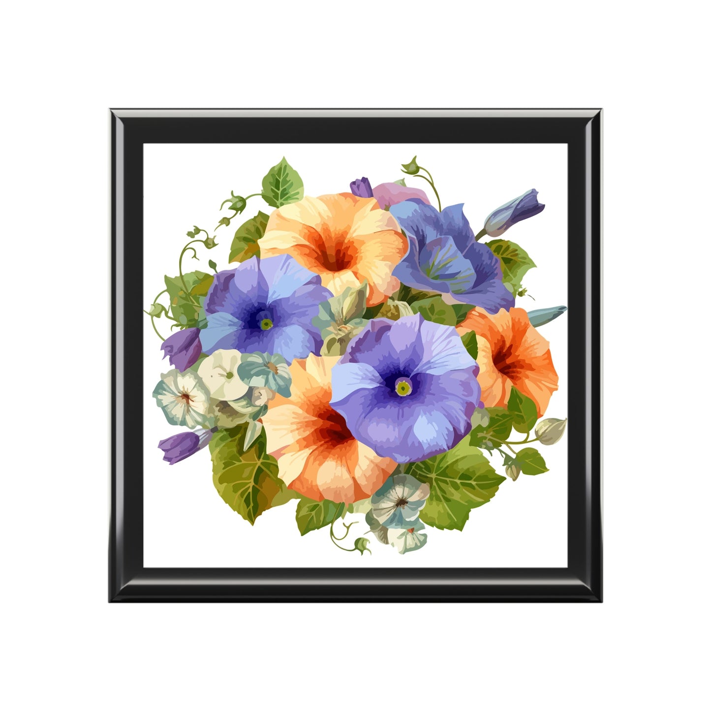 Floral Pansy Jewelry Box — Hand-Painted BOHO Jewelry Organizer - Cherished Harbor Gifts