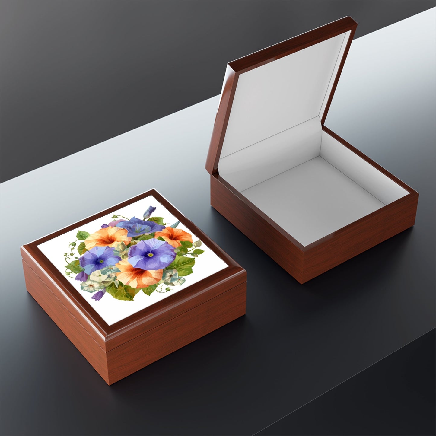 Floral Pansy Jewelry Box — Hand-Painted BOHO Jewelry Organizer - Cherished Harbor Gifts
