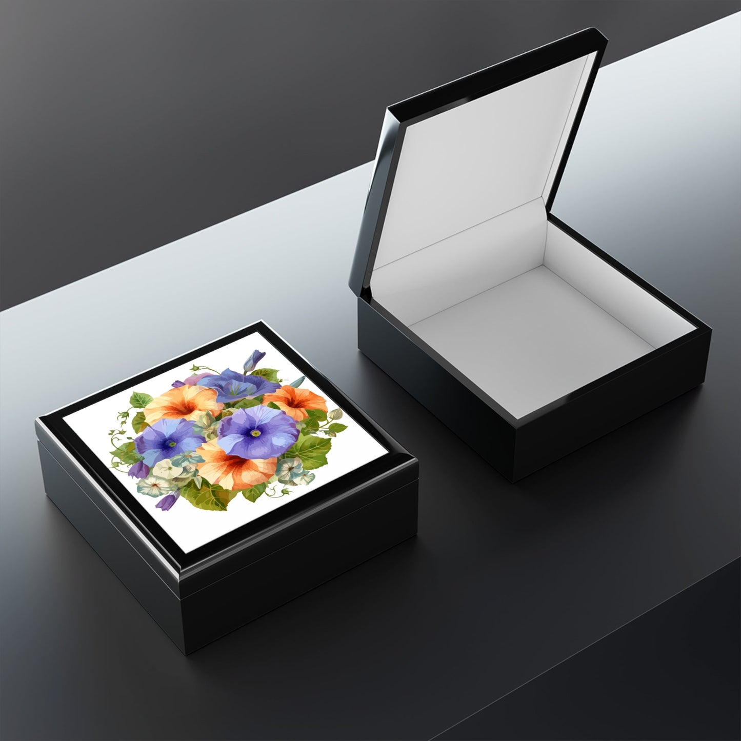 Floral Pansy Jewelry Box — Hand-Painted BOHO Jewelry Organizer - Cherished Harbor Gifts