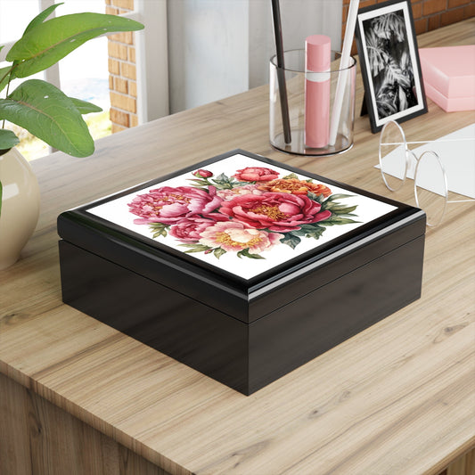 Floral Peony Jewelry Box — Pink Peony Keepsake Box For Her - Cherished Harbor Gifts