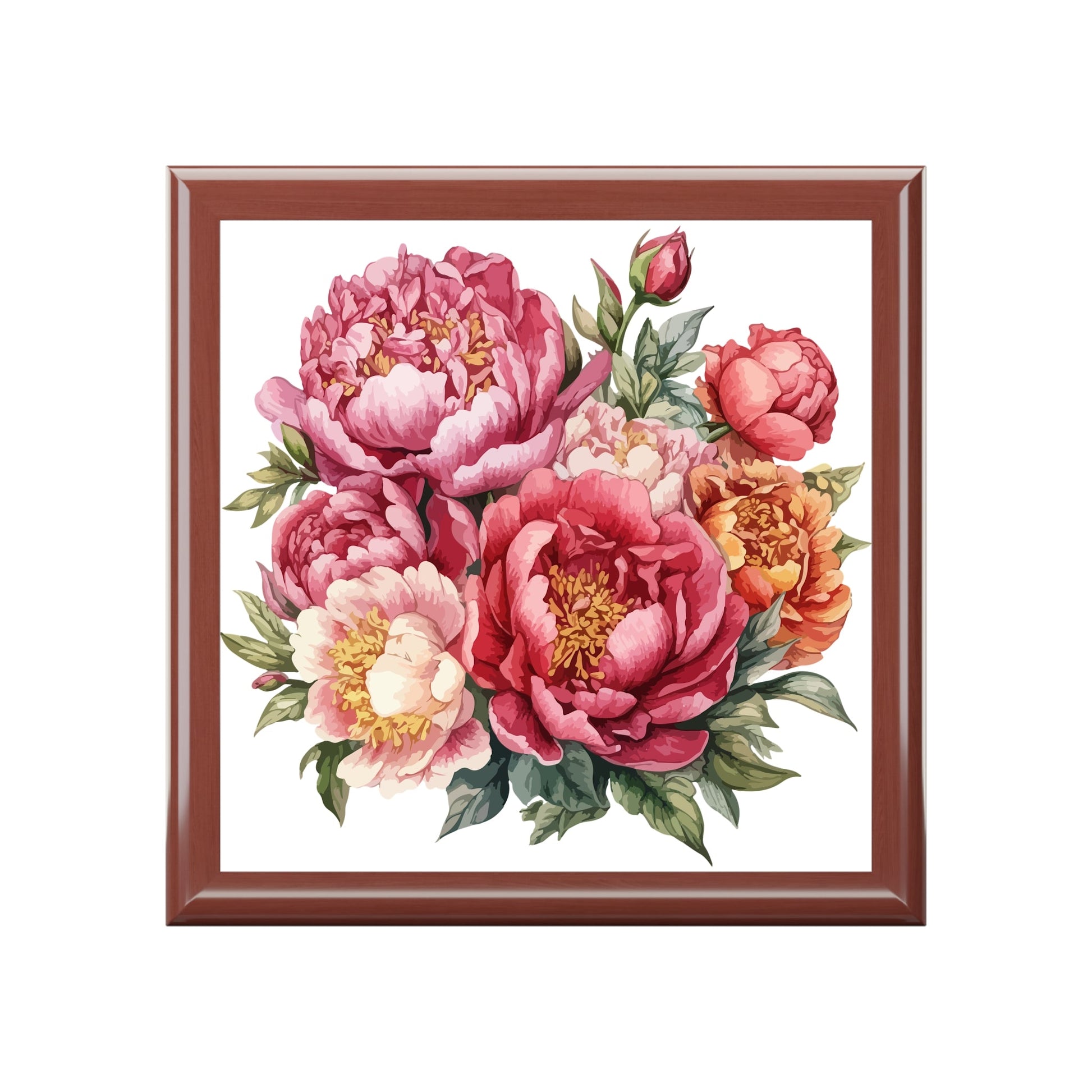Floral Peony Jewelry Box — Pink Peony Keepsake Box For Her - Cherished Harbor Gifts