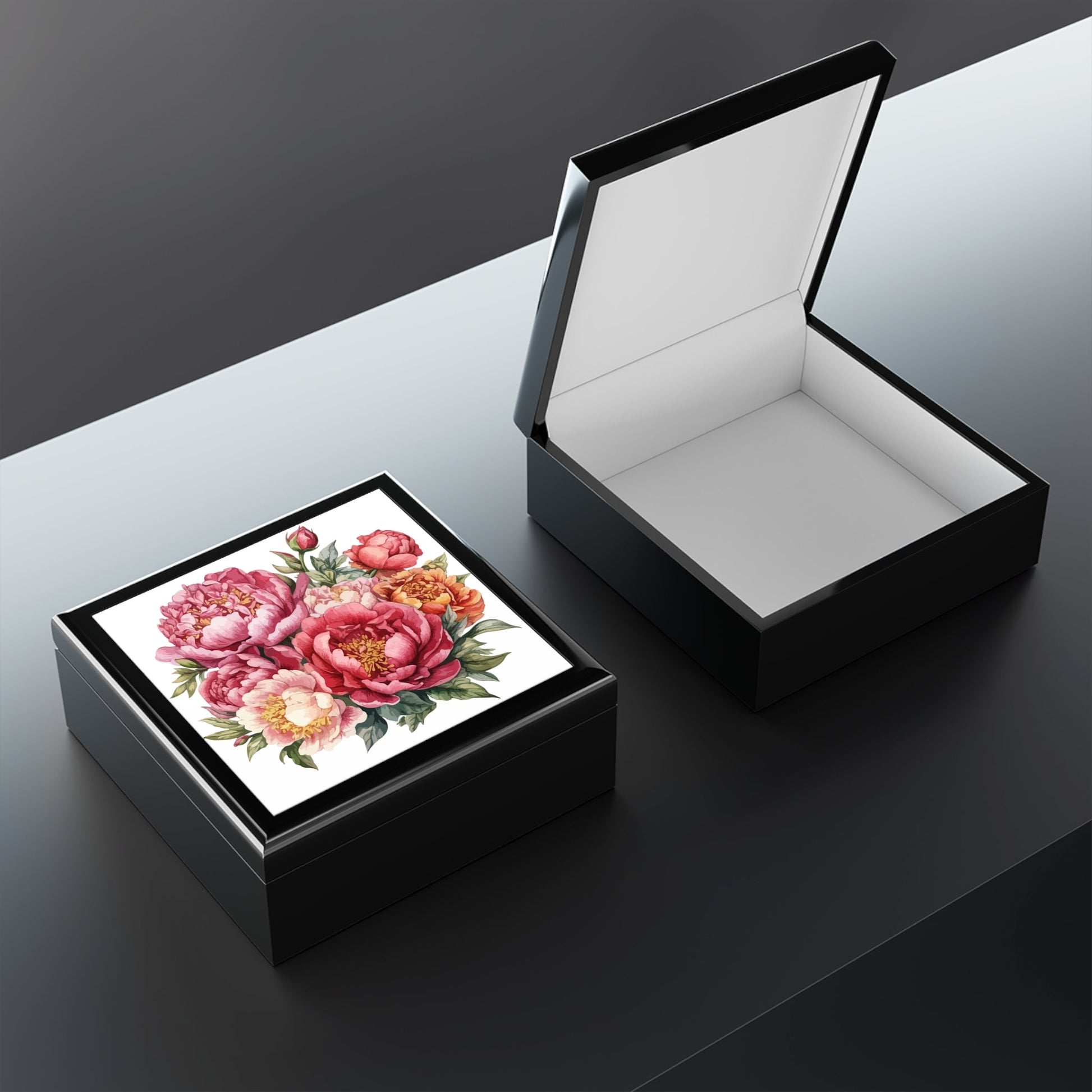 Floral Peony Jewelry Box — Pink Peony Keepsake Box For Her - Cherished Harbor Gifts