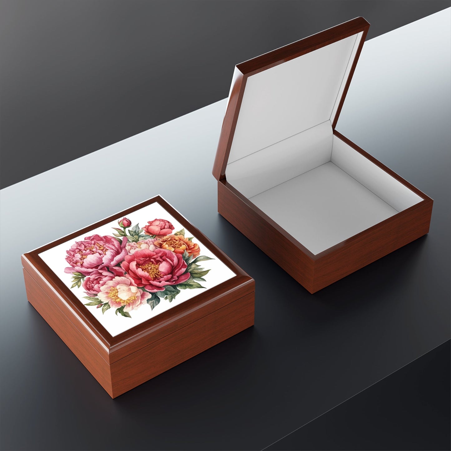 Floral Peony Jewelry Box — Pink Peony Keepsake Box For Her - Cherished Harbor Gifts