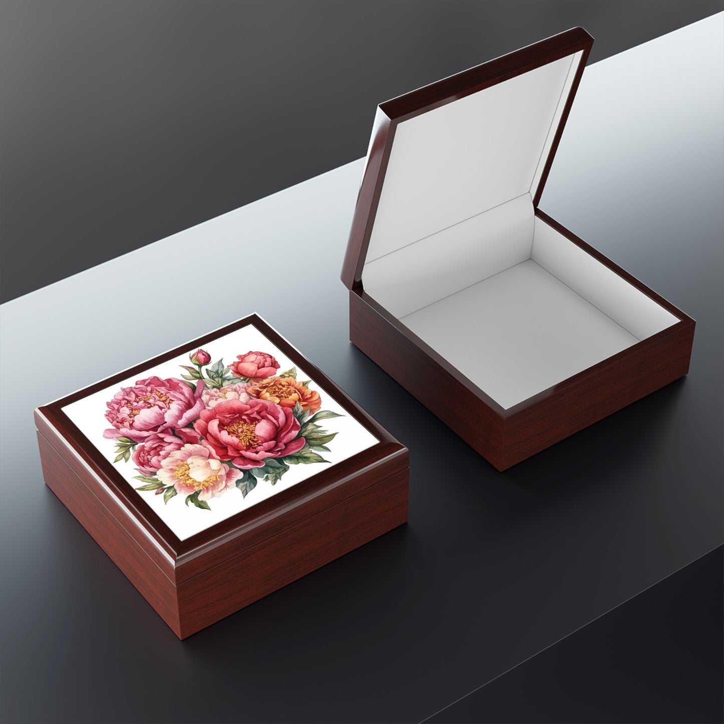 Floral Peony Jewelry Box — Pink Peony Keepsake Box For Her - Cherished Harbor Gifts