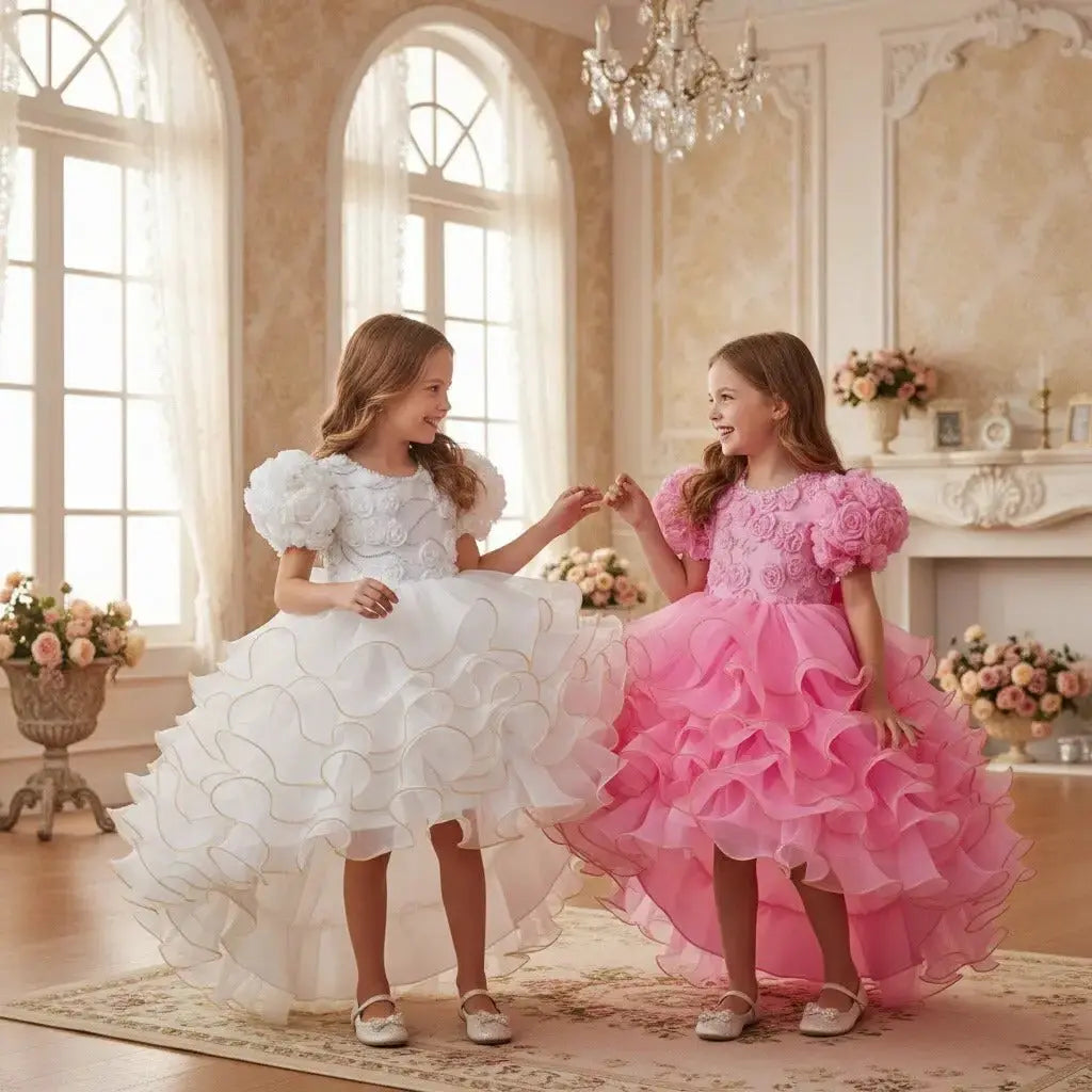 Charming Flower Girl Wedding Dress with 3D Floral Design by TED