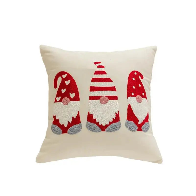 Christmas Embroidered Pillow Cover 18x18 | Santa, Reindeer & HOHOHO Holiday Cushion Cover by Cherished Harbor Gifts by EPR
