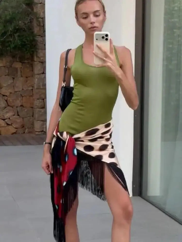 Trendy Animal Print Wrap Skirt for Summer Beach Fashion by TED