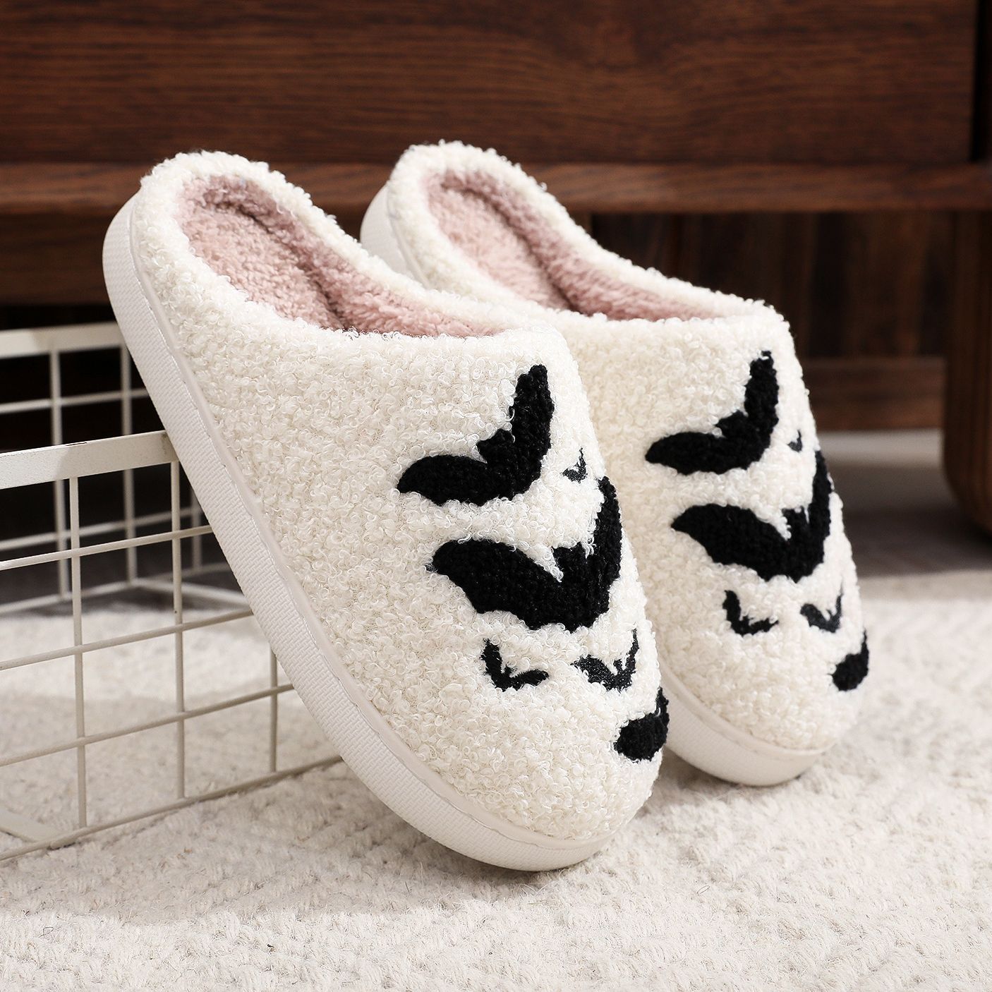 Halloween Plush Slippers Cozy Ghost Skull Pumpkin Shoes - Cherished Harbor Gifts