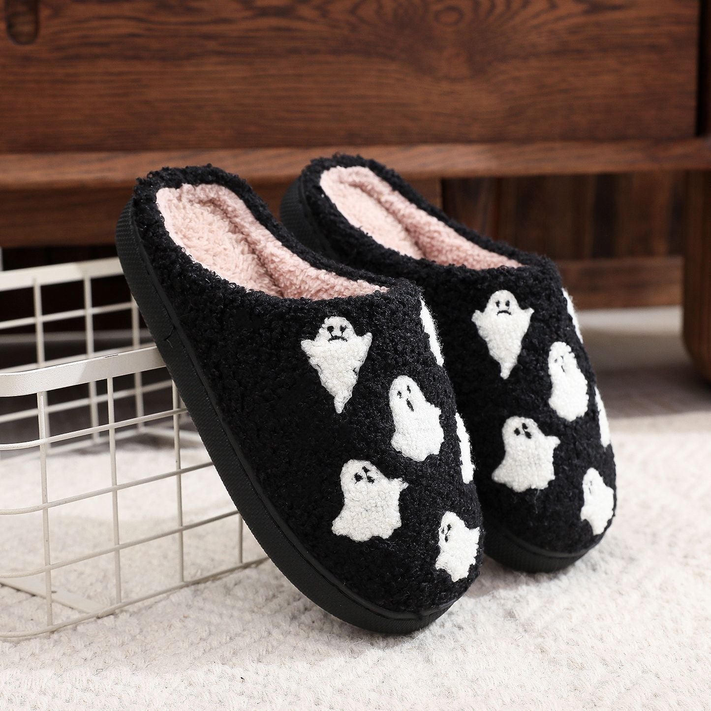 Halloween Plush Slippers Cozy Ghost Skull Pumpkin Shoes - Cherished Harbor Gifts