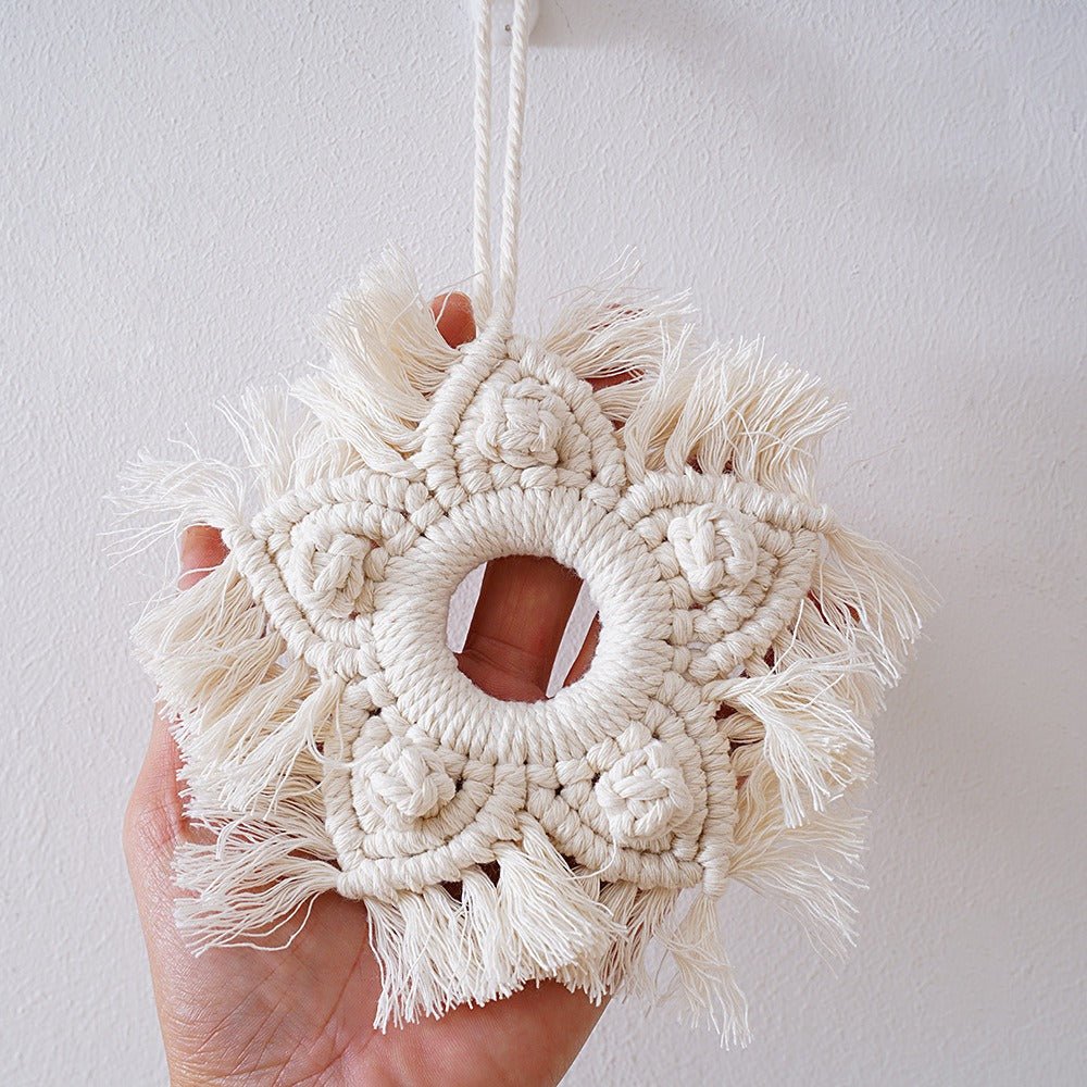 Handwoven Boho Cotton Star Wall Hanging Decor - Cherished Harbor Gifts