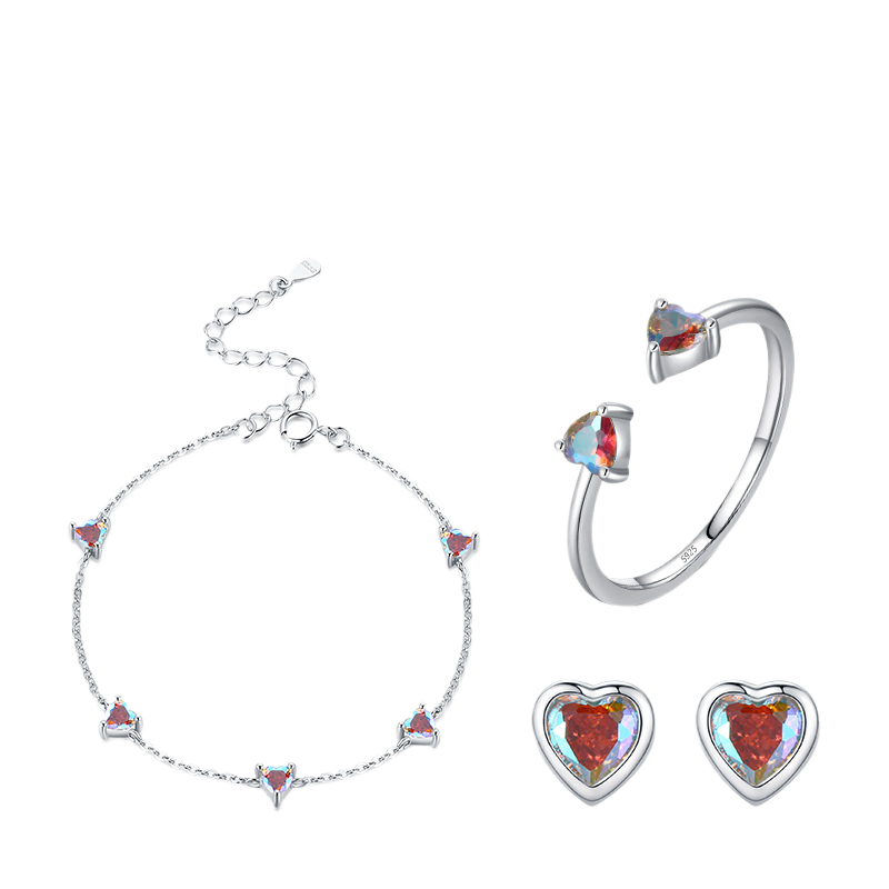 925 Sterling Silver Heart Jewelry Collection – Adjustable Ring, Stud Earrings & Bracelet by Cherished Harbor Gifts by TED
